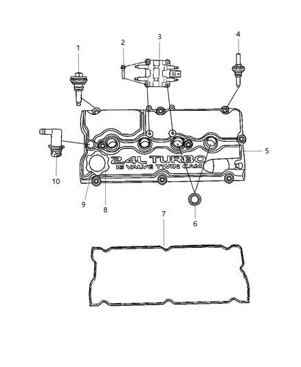 2007 Chrysler PT Cruiser Cylinder Head & Cover & Mounting Diagram 5