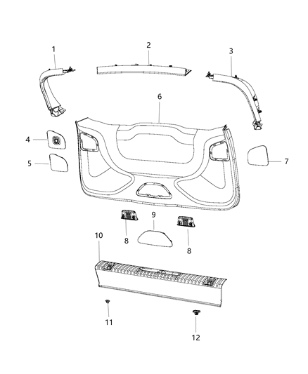 2017 Chrysler Pacifica Panel-LIFTGATE Trim Upper Diagram for 5RJ27PD2AD