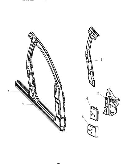 2008 Dodge Durango Panel-Body Side Aperture Front Diagram for 68004525AC