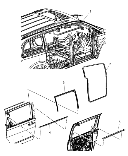 2009 Dodge Grand Caravan WEATHERSTRIP-Rear Door Belt Inner Diagram for 5020782AA