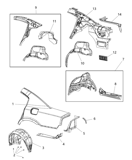 2011 Dodge Charger Shield-WHEELHOUSE Diagram for 68083031AB