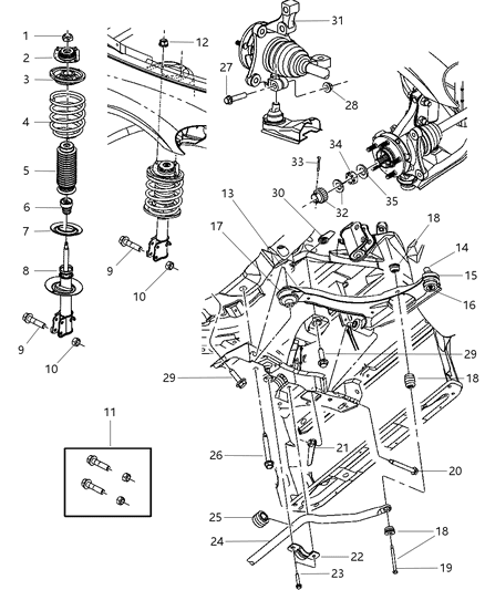 2005 Chrysler PT Cruiser Suspension Control Arm Diagram for 4656730AH