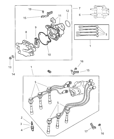 1997 Chrysler Sebring Spark Plugs, Ignition Cables And Coils Diagram