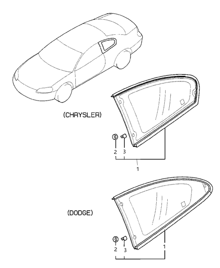 2004 Chrysler Sebring Coupe Quarter Glass Diagram