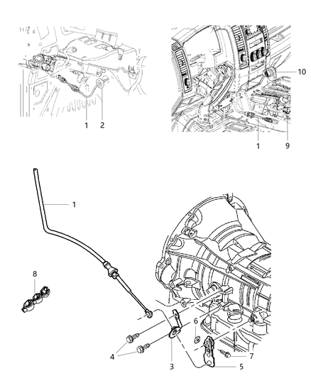 2014 Ram 1500 Gearshift Lever , Cable And Bracket Diagram 1