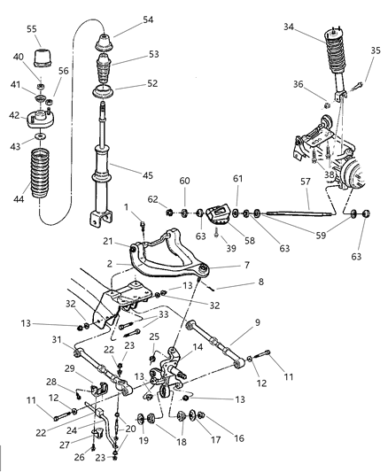 1997 Chrysler Sebring Convertible Suspension - Rear Diagram