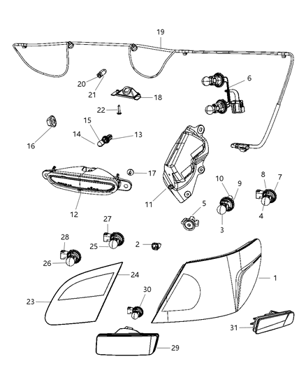 2010 Dodge Avenger Lamps - Rear Diagram