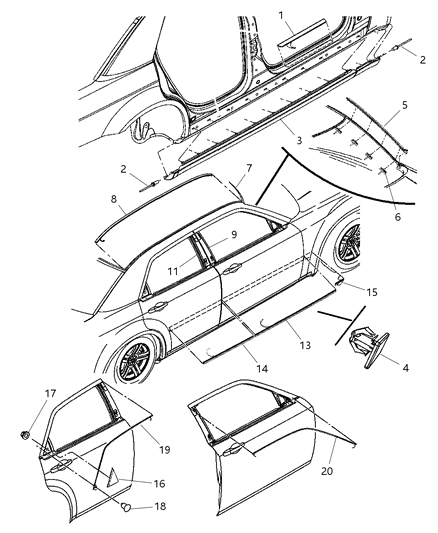 2005 Chrysler 300 Molding-Front Door Diagram for WU21ZMQAA