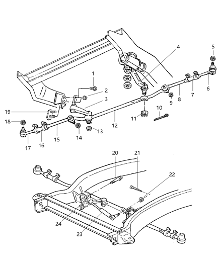 1998 Dodge Ram 2500 Quad & Club Cab Linkage, Steering Diagram 1