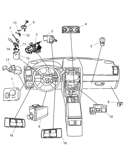 2006 Dodge Charger Bezel-Steering Wheel Switch Diagram for 1CJ951DVAA