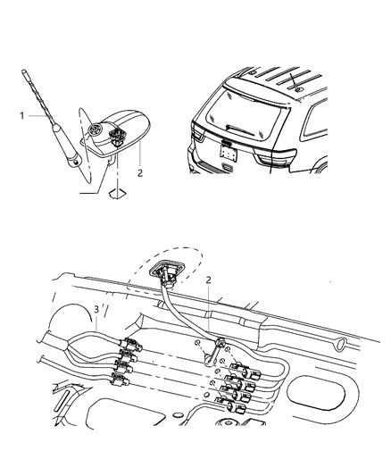 2013 Jeep Grand Cherokee Antenna-Base Cable And Bracket Diagram for LC064861AA