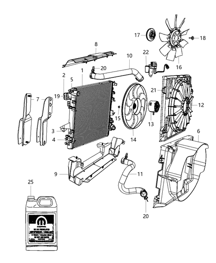 2011 Jeep Wrangler Radiator & Related Parts Diagram