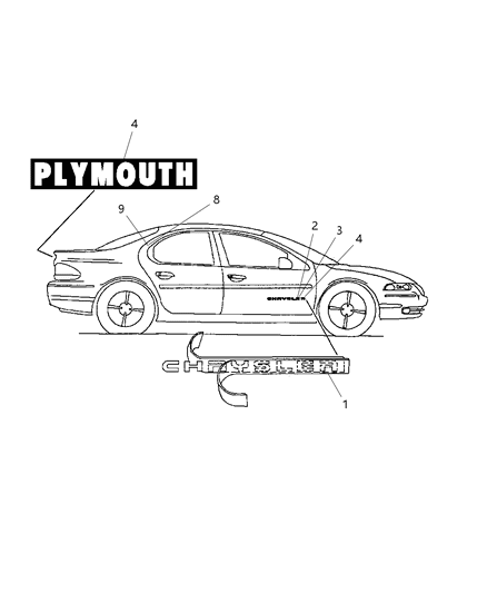 1999 Dodge Stratus Nameplates Diagram