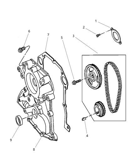 2001 Dodge Viper Gasket-Chain Case Cover Diagram for 4763745AB