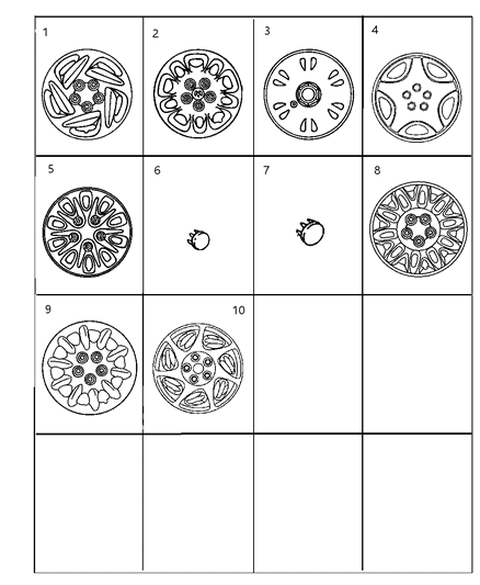 1999 Dodge Grand Caravan Wheel Covers & Caps Diagram