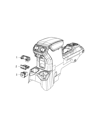2019 Jeep Wrangler Switches - Console Diagram