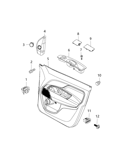 2018 Ram ProMaster City Pin-Door Panel ATTACHING Diagram for 68094748AA