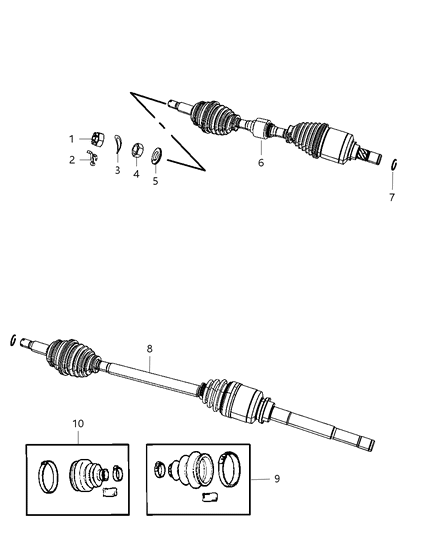 2011 Jeep Compass Axle Half Shaft Diagram for 5085250AE