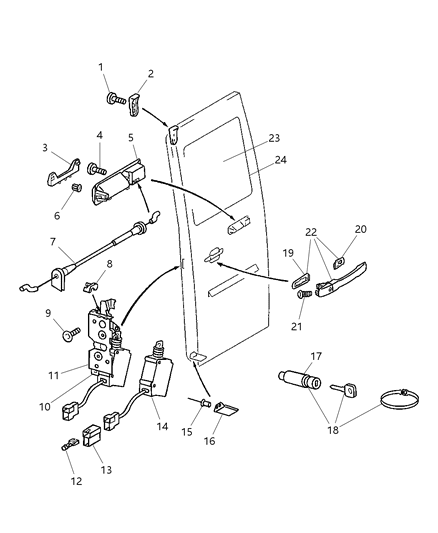 2003 Dodge Sprinter 2500 Glass-Cargo Door Diagram for 5124018AA