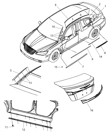 2011 Dodge Avenger Exterior Ornamentation Diagram