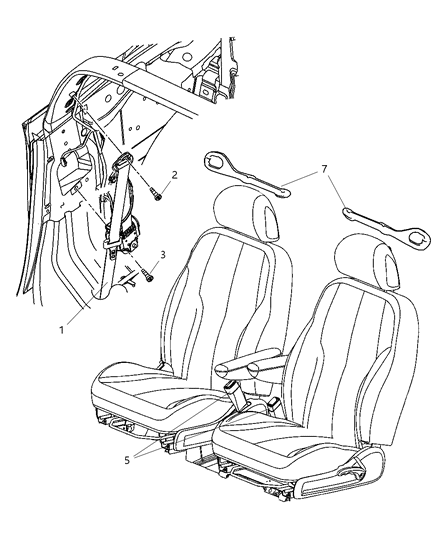 2006 Chrysler PT Cruiser Front Outer Seat Belt Diagram for ZF39BD5AB