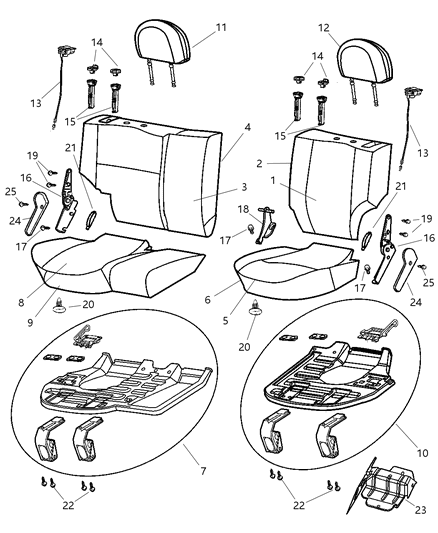 2003 Jeep Grand Cherokee Rear Seat Cushion Diagram for XR891L5AA