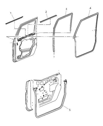 2009 Jeep Wrangler WEATHERSTRIP-Door To Body Diagram for 55395273AH