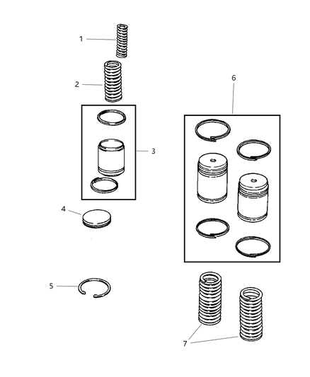 2004 Chrysler Sebring Sedan & Convertible Accumulator Piston & Spring Diagram 1