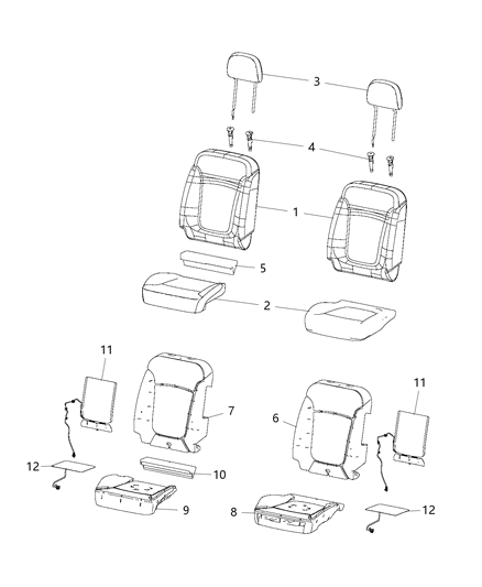 2017 Jeep Renegade Front Seat Cushion Cover Diagram for 6MC26UCWAA