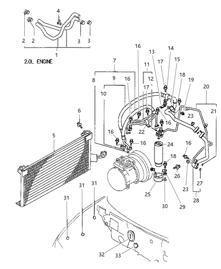 1997 Chrysler Sebring Condenser, Plumbing And Hoses Diagram 3