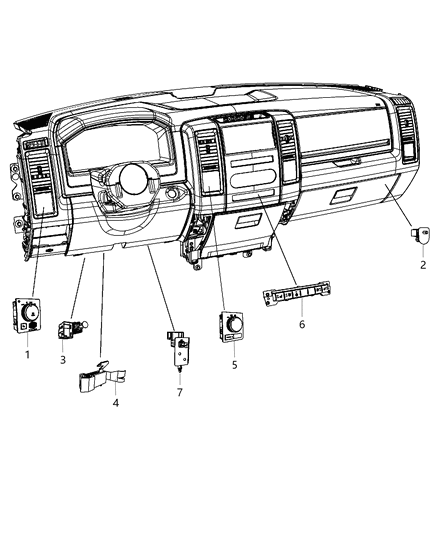 2012 Ram 5500 Switches - Instrument Panel Diagram