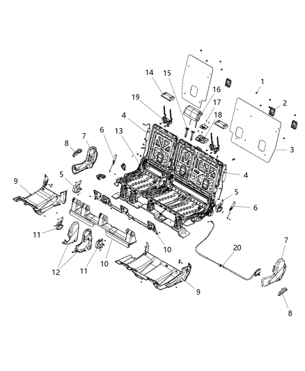 2015 Dodge Durango Second Row - Adjusters, Recliners And Shields Diagram 2