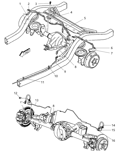 2003 Jeep Wrangler Brake Lines & Hoses, Rear Diagram 2