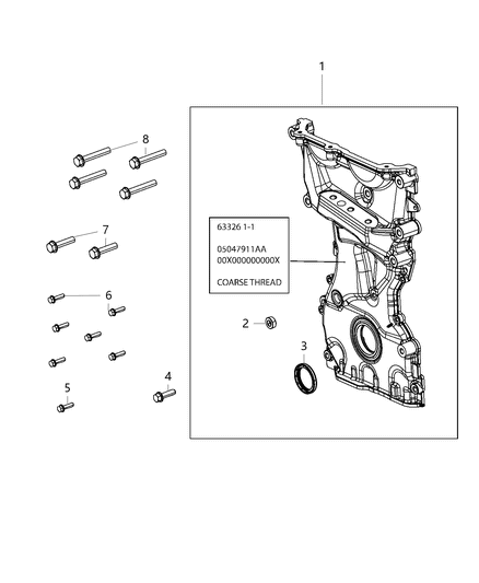 2013 Dodge Dart Cover-Chain Case Diagram for 5047334AC