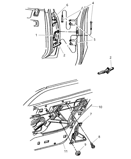 1997 Chrysler Concorde Door, Rear Shell & Hinges Diagram