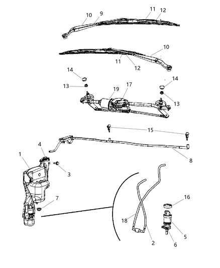 2007 Jeep Compass WSHR Pump-Windshield Washer Diagram for 5179153AA