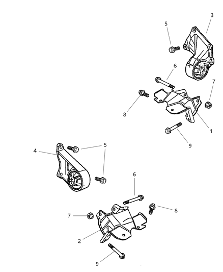 2004 Jeep Grand Cherokee Engine Mounting, Front Diagram 1