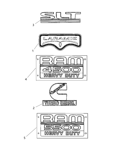 2008 Dodge Ram 4500 Nameplates - Emblem & Medallions Diagram