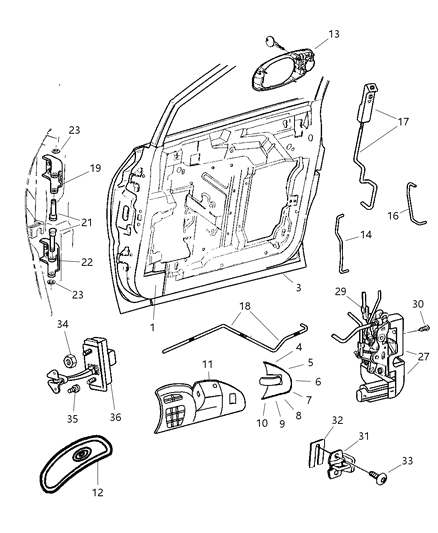 2002 Chrysler Voyager Door, Front Diagram 2