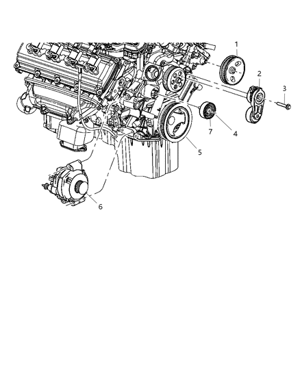 2008 Dodge Challenger Pulley & Related Parts Diagram