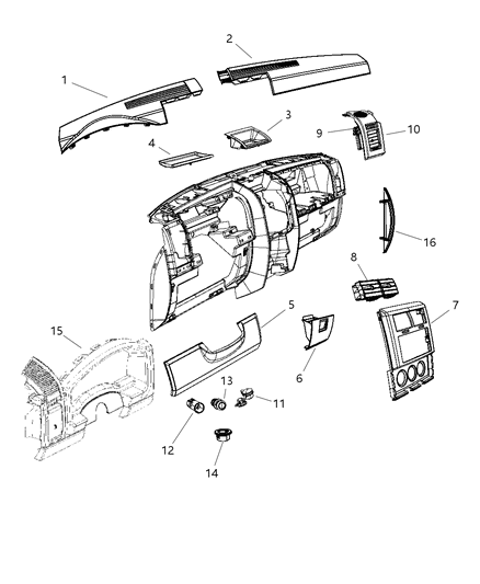 2009 Jeep Liberty Bezel-Cluster Diagram for 1EQ911D0AE