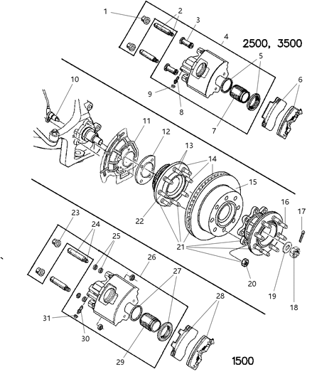 1999 Dodge Ram 2500 Front Brakes Diagram 2
