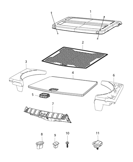 2019 Jeep Compass Cover-Rear Cargo Floor Diagram for 6GJ70DX9AD