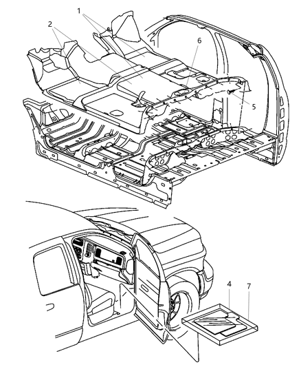 2016 Ram 3500 Pickup Carpet, Complete Diagram