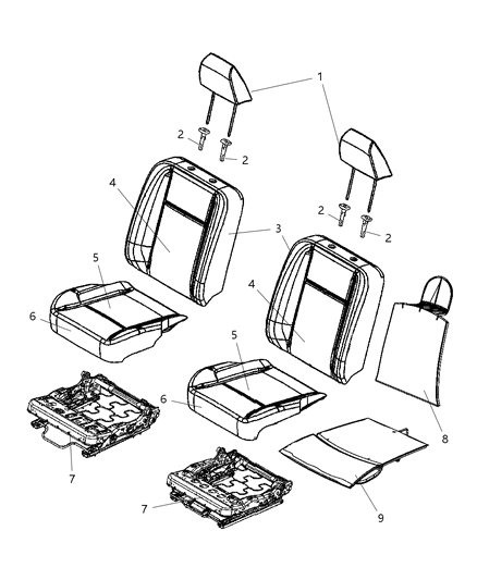2011 Ram 3500 Pickup Front Seat - Bucket Diagram 1