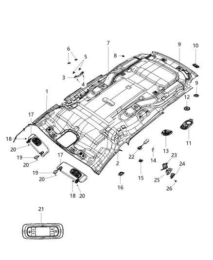 2017 Chrysler Pacifica Air Conditioning And Heater Auxiliary Control Switch Diagram for 68223337AC