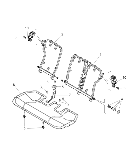 2015 Jeep Renegade Rear Seat - Adjusters, Recliners And Shields Diagram 2