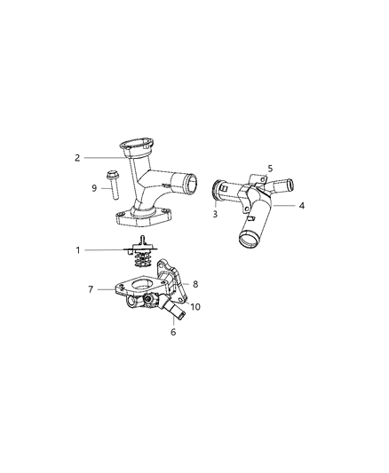 2009 Chrysler PT Cruiser Thermostat & Related Parts Diagram 2