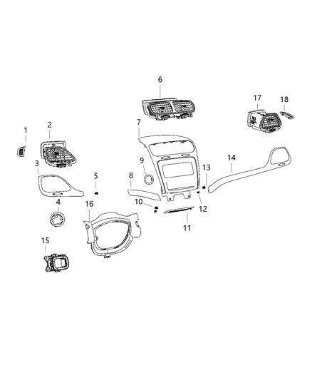 2020 Dodge Journey Instrument Panel - Trim Diagram