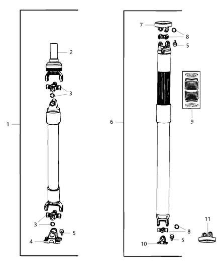 2019 Ram 1500 Rear Drive Shaft Diagram for 68034551AC